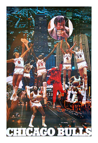 Chicago Bulls "Downtown" 1972 Team Collage Poster - Vintage Original - Educational Pub's (Chicago)