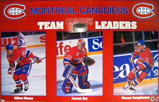 Montreal Canadiens "Team Leaders" (Dionne, Roy, Damphousse) Poster - Starline 1993