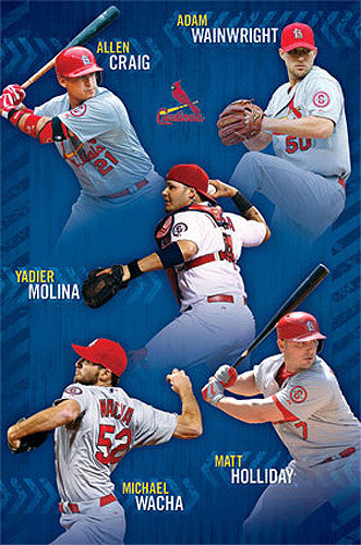 St. Louis Cardinals "Five Stars" (2014) MLB Superstars Action Poster - Costacos Sports