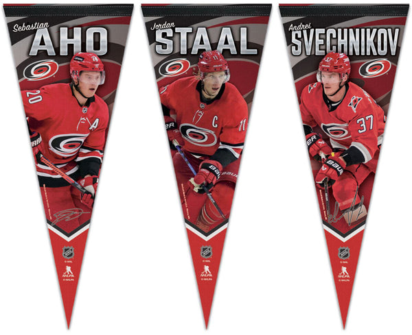 Carolina Hurricanes Superstars Premium Felt Collector's Pennants (Sebastian Aho, Jordan Staal, Andrei Svechnikov) - Wincraft Inc.