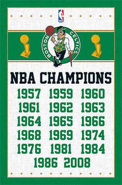 Boston Celtics 17-Time NBA Champions Commemorative Wall Poster - Costacos Sports