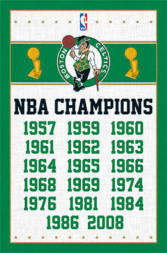 Boston Celtics 17-Time NBA Champions Commemorative Wall Poster - Costacos Sports