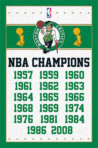 Boston Celtics 17-Time NBA Champions Commemorative Wall Poster - Costacos Sports