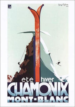 Chamonix France "Summer-Winter" (Skiing-Climbing) Vintage Poster Reprint - Editions Clouets