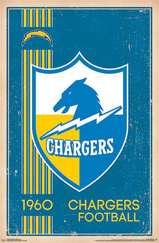 Los Angeles Chargers NFL Heritage Series Official Retro Logo c.1960 Poster - Costacos Sports