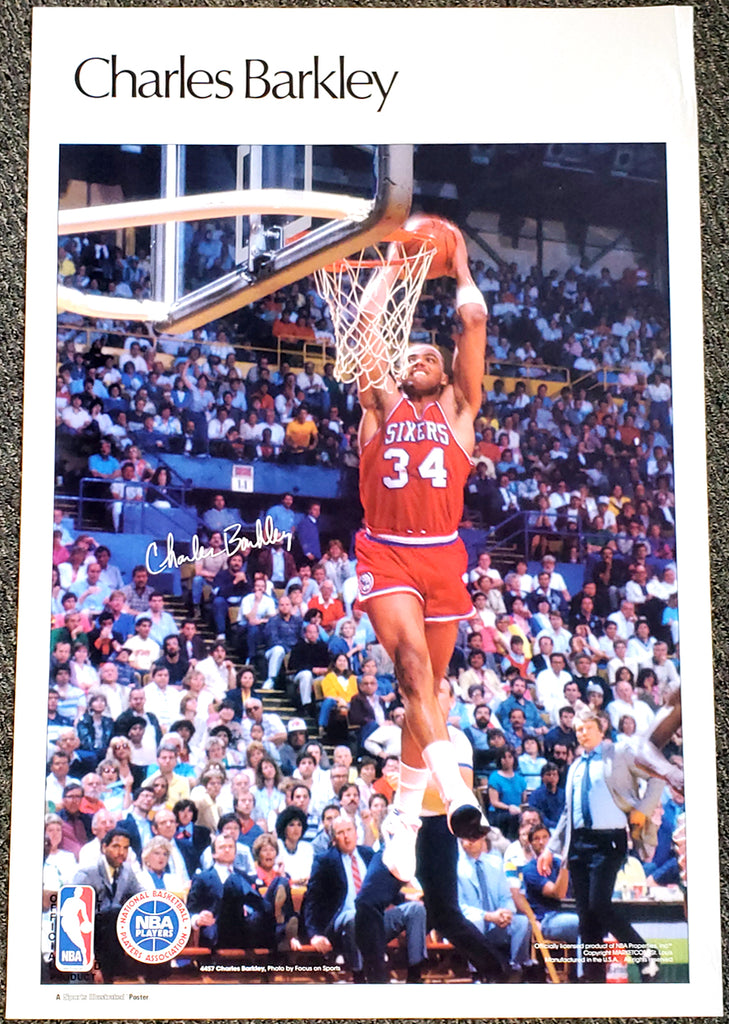 Charles Barkley Get Off My Backboard Philadelphia 76ers Vintage Original  24x36 Poster - Costacos Brothers 1988