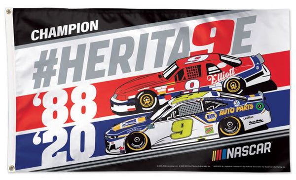 Chase and Bill Elliott "Championship Heritage" NASCAR #9 Official HUGE 3'x5' Deluxe Flag - Wincraft