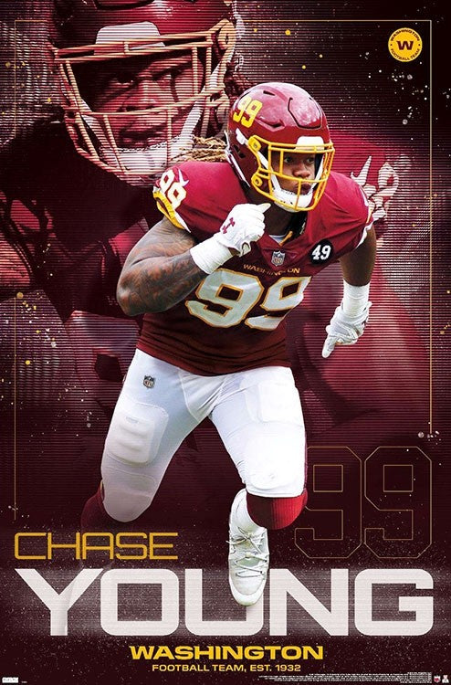 Trends International Nfl Washington Commanders - Chase Young Feature Series  23 Framed Wall Poster Prints Black Framed Version 14.725 X 22.375 : Target