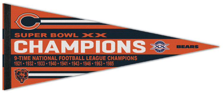 Chicago Bears 9-Time NFL Champions Premium Felt Collector's Pennant - –  Sports Poster Warehouse