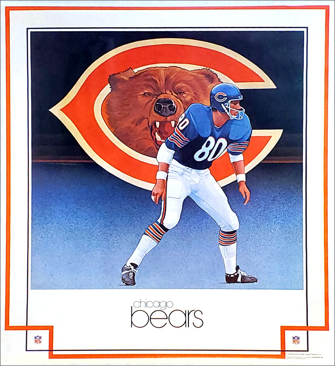 Vintage 1950 Detroit Lions, Chicago Bears Football Poster, Unique Gift