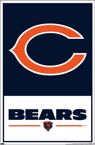 Chicago Bears Official NFL Football Team Logo and Script Poster - Costacos Sports