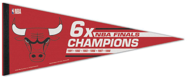 Chicago Bulls 6-Time NBA Champions Official NBA Premium Felt Collector's Pennant - Wincraft