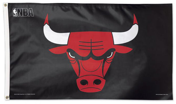 Chicago Bulls Logo-On-Black NBA Basketball Official 3'x5' Deluxe-Edition Team Flag - Wincraft Inc.