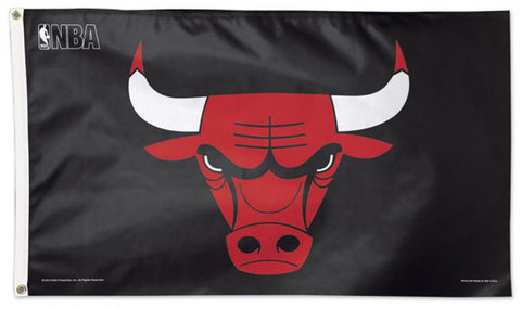 Chicago Bulls Logo-On-Black NBA Basketball Official 3'x5' Deluxe-Edition Team Flag - Wincraft Inc.