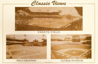 Baseball Stadiums "Classic Views New York" Poster (Ebbets Field, Polo Grounds, Yankee Stadium) - Stadium Views Inc.