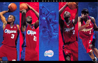 L.A. Clippers "New Beginning" Poster (Richardson, Miles, Odom, Dooling) - Costacos 2001