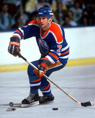 Paul Coffey "Super Defender" (c.1985) Edmonton Oilers Hockey Premium Poster Print - Photofile Inc.