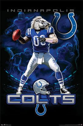 Indianapolis Colts "On Fire" NFL Theme Art Poster - Costacos Sports