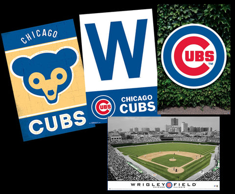 COMBO: Chicago Cubs Baseball "Wrigley-Style" 4-Poster Combo Set