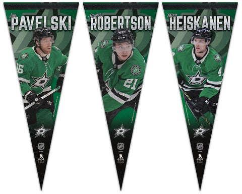 Dallas Stars Hockey Superstars Premium Felt Collector's Pennants (Jason Robertson, Heiskanen, Pavelski) - Wincraft Inc.