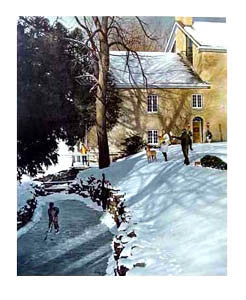 Hockey Shinny "Christmas at the Mill" Art Poster Print by Ken Danby - Ken Danby Studios