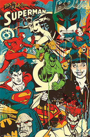 DC Comics "Throwback" Retro-1950s Classic Comic Book Characters Collage Poster - Trends Int'l.