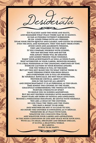 Desiderata Inspirational Life Advice Poem 24x36 Wall Poster - Posterservice Inc.