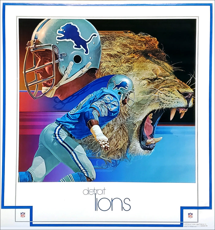 Detroit Lions 1979 NFL Theme Art Poster by Chuck Ren Detroit Lions 1979 NFL Theme Art Poster by Chuck Ren