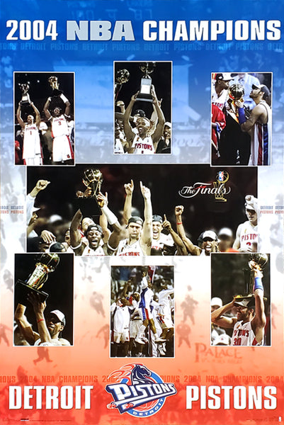 Detroit Pistons 2004 NBA Champions "Celebration" Commemorative Poster - Costacos