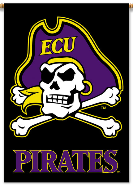 East Carolina Pirates Logo-On-Black Premium 28x40 2-Sided Wall Banner - BSI Products