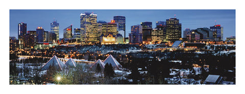 Edmonton, Alberta, Canada "Winter Sunset" Panoramic Poster Print - Canadian Art Prints