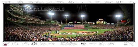 Boston Red Sox 2007 World Series Champions Panoramic Poster Print (w/25 Sigs.) - Everlasting Images