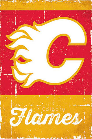 Calgary Flames Retro-Series NHL Team Logo Poster - Costacos Sports
