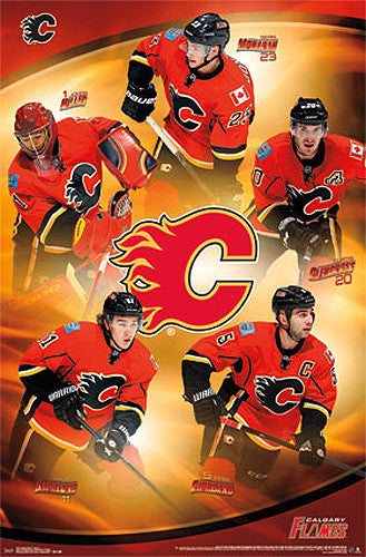 Calgary Flames "Super Five" Poster (Hiller, Giordano, Monahan, Glencross, Backlund) - Costacos 2014