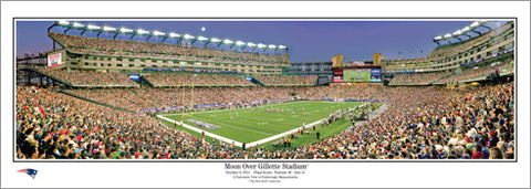 New England Patriots "Moon Over Gillette Stadium" (10/9/2011) Panoramic Poster - Everlasting (MA-305)