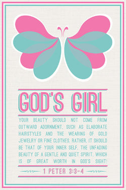 God's Girl (1 Peter 3:3-4) Christian Inspiratonal Poster - Slingshot Publishing
