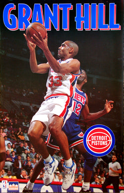 Grant Hill "Rookie Sensation" Detroit Pistons NBA Basketball Action Poster - Starline 1994