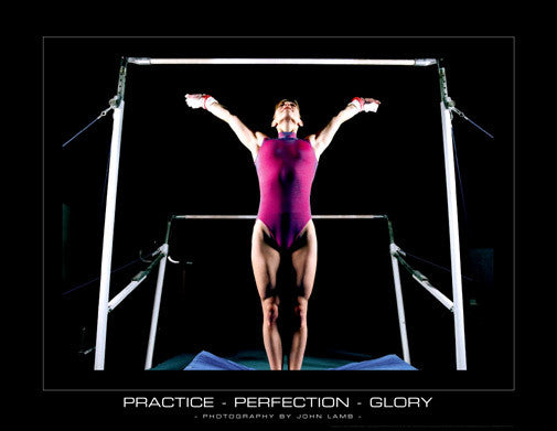 Women's Gymnastics "Practice-Perfection-Glory" (Uneven Bars) Motivational Poster