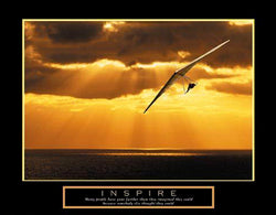 Hang Gliding "Inspire" Inspirational Motivational 22x28 Poster - Front Line
