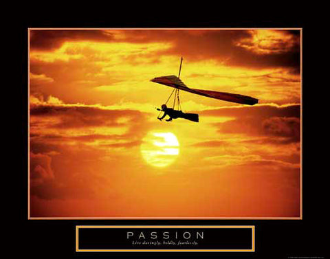Hang Gliding "Passion" Inspirational Motivational Poster - Front Line