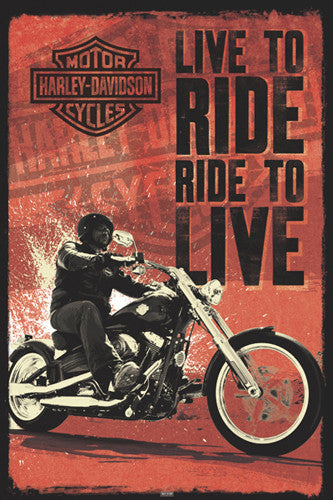 Harley-Davidson Motorcycles "Live to Ride, Ride to Live" Poster - Pyramid International