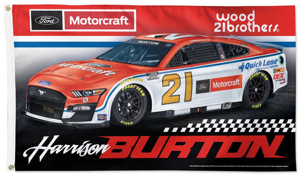 Harrison Burton Ford Motorcraft NASCAR #21 Official HUGE 3'x5' Deluxe-Edition FLAG - Wincraft 2022