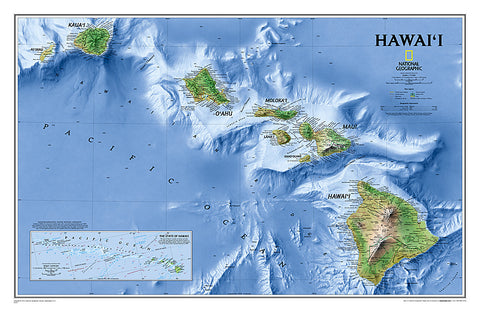 Map of Hawaii National Geographic Classic Edition 22x35 Wall Map Poster - NG Maps