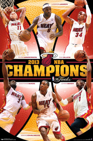 Miami Heat 2013 NBA Champions Official 6-Player Commemorative Poster - Costacos