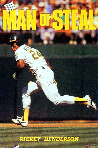 Rickey Henderson "Man of Steal" Oakland A's Poster - Costacos 1990