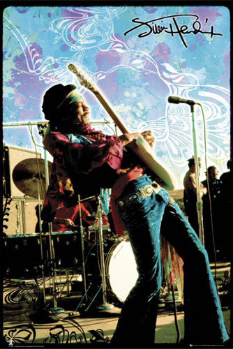 Jimi Hendrix "Psychedelic Live" (Woodstock 1969) Music Legend Poster - GB Eye