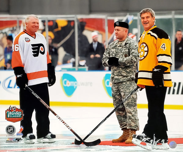 Bobby Orr and Bobby Clarke "Winter Classic Faceoff" (Philadelphia 2010) Flyers vs Bruins Premium Poster Print - Photofile