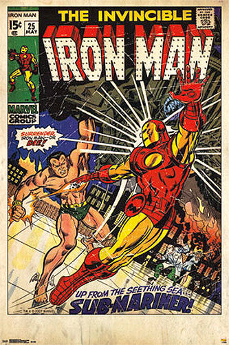Invincible Iron Man #25 (May 1970) "Iron Man vs Sub-Mariner" 24x36 Cover Poster