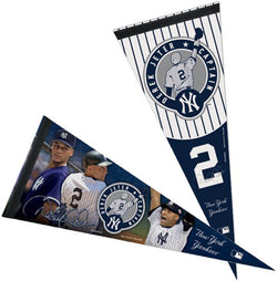 Derek Jeter "Captain Forever" Official New York Yankees Commemorative Premium 2-PENNANT COMBO SET