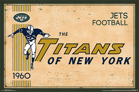 New York Jets "Titans of New York" Retro Logo c.1960 Official NFL Football Team Poster